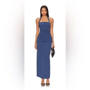 Lioness Navy Blue Halter Maxi Dress